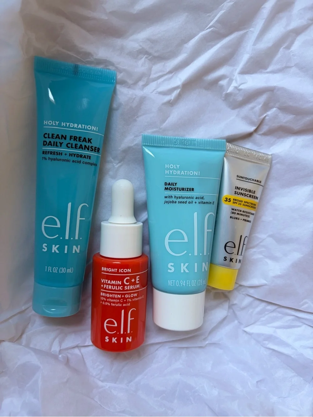 Wake The E.L.F. Up! Skincare Kit - sunscreen, moisturizer, vitamin C & cleanser.